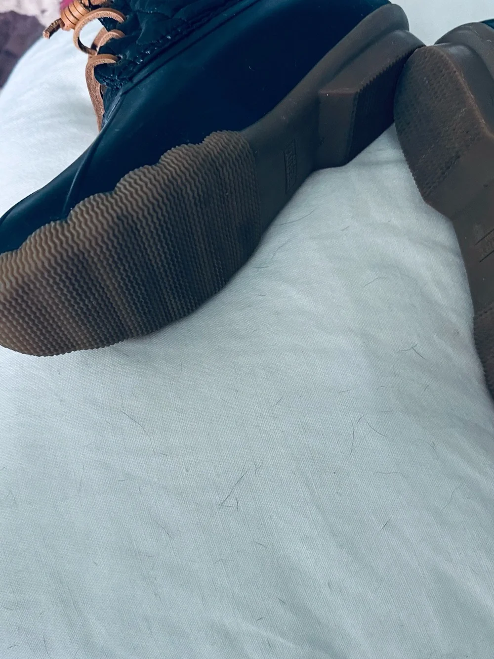 Sperry black Waterproof Duck Boots with Tan Laces